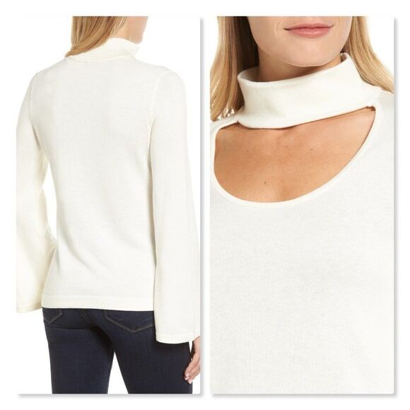 Vince Camuto Bell Sleeve Choker Neck Sweater XSP - Picture 2 of 7